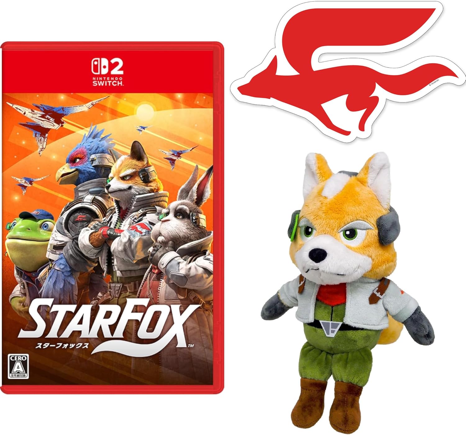 Star Fox (スターフォックス) -Switch2 ＆ フォックス・マクラウド ぬいぐるみ(S) 【限定】特典 ダイカットアイコンステッカー(約98mm×59mm) 同梱