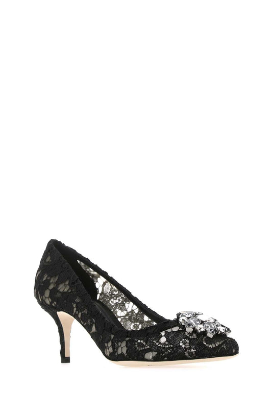 Dolce  Gabbana ドルチェ＆ガッバーナブラックレースポンプ - Image 1