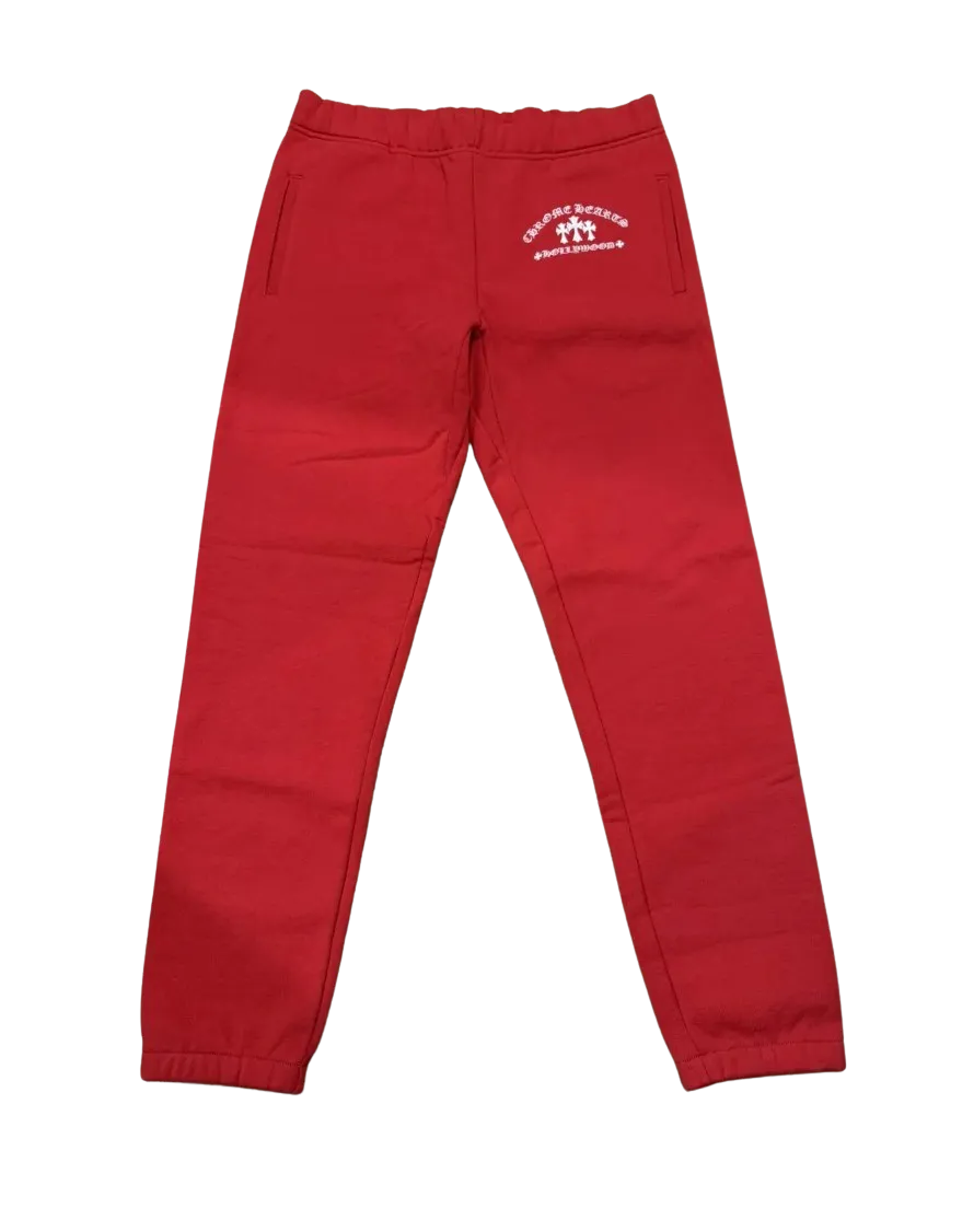 CHROME HEARTS 'RED TRIPLE CROSS' EMBROIDERED SWEAT PANTS