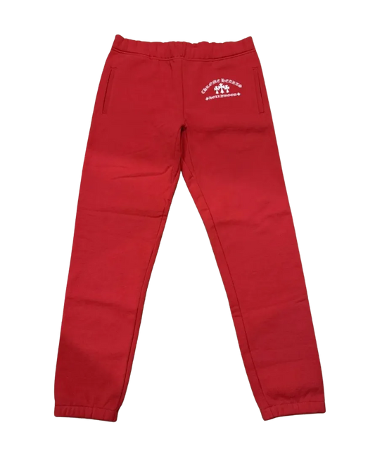 CHROME HEARTS 'RED TRIPLE CROSS' EMBROIDERED SWEAT PANTS