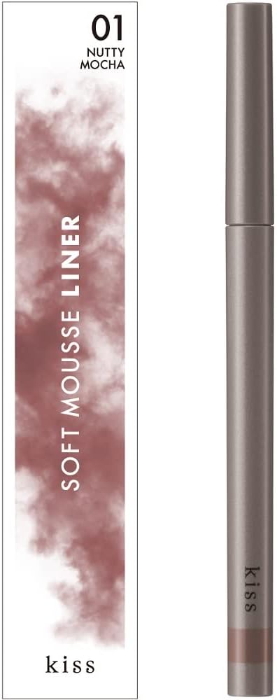 KiSS Soft Mousse Liner 01 Nutty Mocha 0.01 oz (0.35 g), Mellow Brown, Pearl Blend, Sheer Eyeliner
