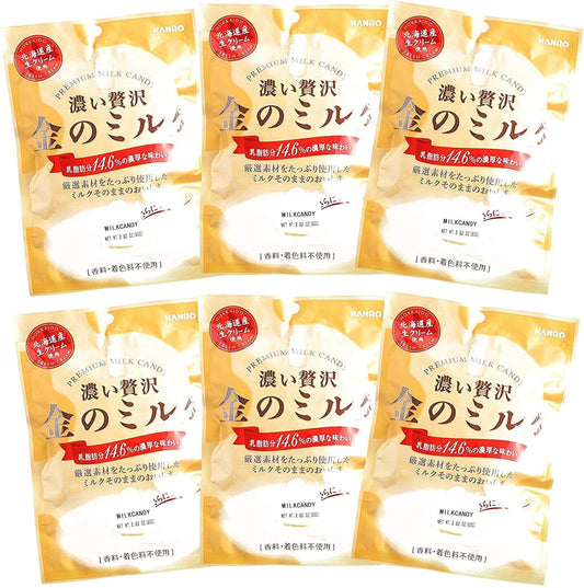 Kanro Golden Milk Candy, 2.8 oz (80 g) x 6 Bags