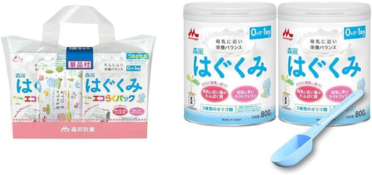 Morinaga Hagukumi Eco Raku Pack, Refill, 1600 g (400 g x 2 Bags x 2 Boxes), Includes Gift (Replacement Milk Powder) (Newborn Babies 0 Months - 1 Year Old) + (Limited), Morinaga Hagukumi