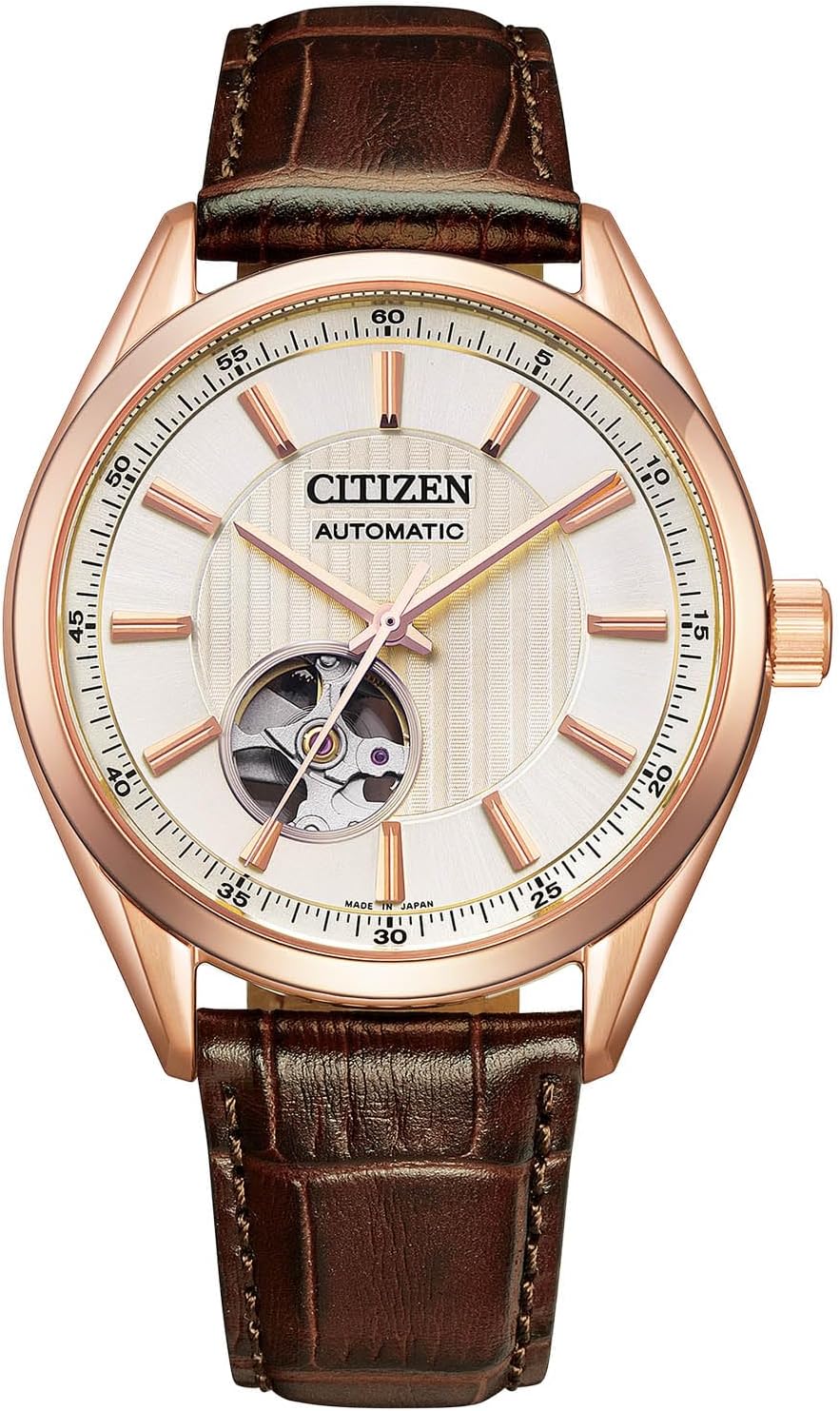 CITIZEN NH9112-19A Men’s Watch, Mechanical, Automatic, Waterproof, Pink Gold, Open Heart
