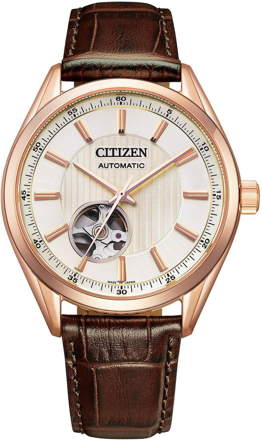 CITIZEN NH9112-19A Men’s Watch, Mechanical, Automatic, Waterproof, Pink Gold, Open Heart