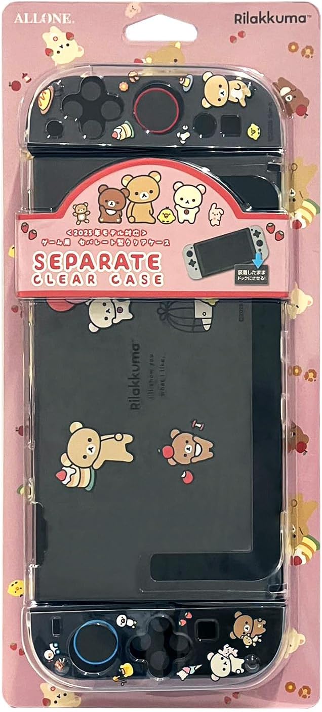 ALLONE (アローン) Game Separate Clear Case Rilakkuma 4.7×0.8×11 inches Switch 2 Compatible Easy Installation Protects from Scratches and Stains San-X Cute Can be Charged While Attached High Transparency
