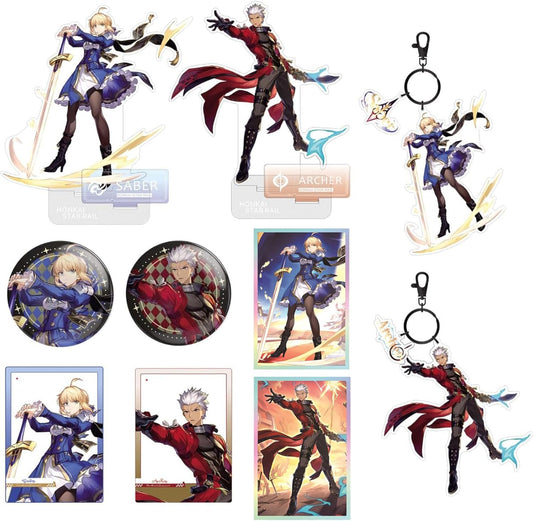 崩壊:スターレイル グッズ セット コラボ フェイト セイバー Saber アーチャー Archer 福袋 アクリルスタンド 缶バッジ キーホルダー アクリルカード 色紙 萌えグッズ 置物 コレクション 誕生日 贈り物 非公式 (アーチャー 3点セット) [並行輸入品]