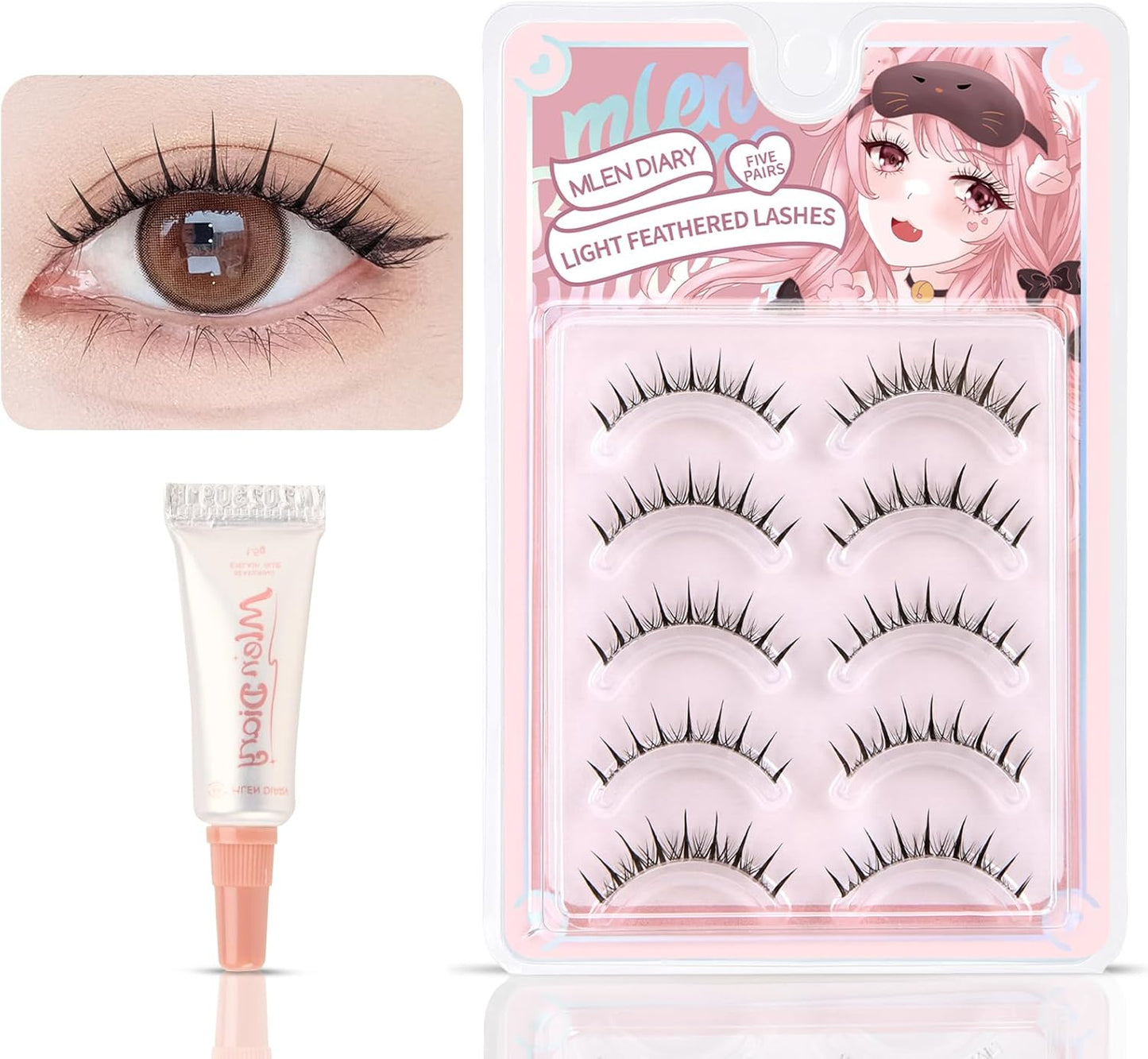 Natural False Eyelashes, Corner of Eyes, Thin Transparent Axis, Handmade, Natural, Short Top Eyelashes, Popular, Handmade False Eyelashes, Actress Eyelashes, Thin Makeup, Clear, Lifestyle Makeup False