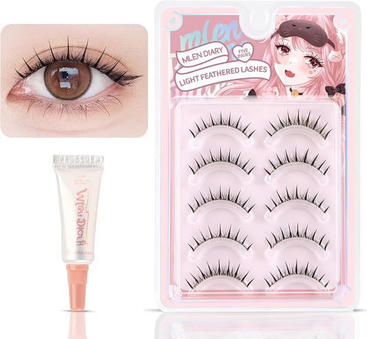 Natural False Eyelashes, Corner of Eyes, Thin Transparent Axis, Handmade, Natural, Short Top Eyelashes, Popular, Handmade False Eyelashes, Actress Eyelashes, Thin Makeup, Clear, Lifestyle Makeup False