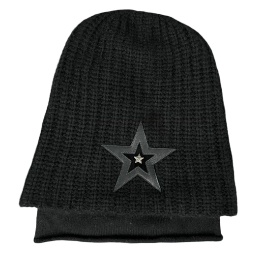 CHROME HEARTS SILVER STAR PATCH MOHAIR DOUBLE LAYER BEANIE
