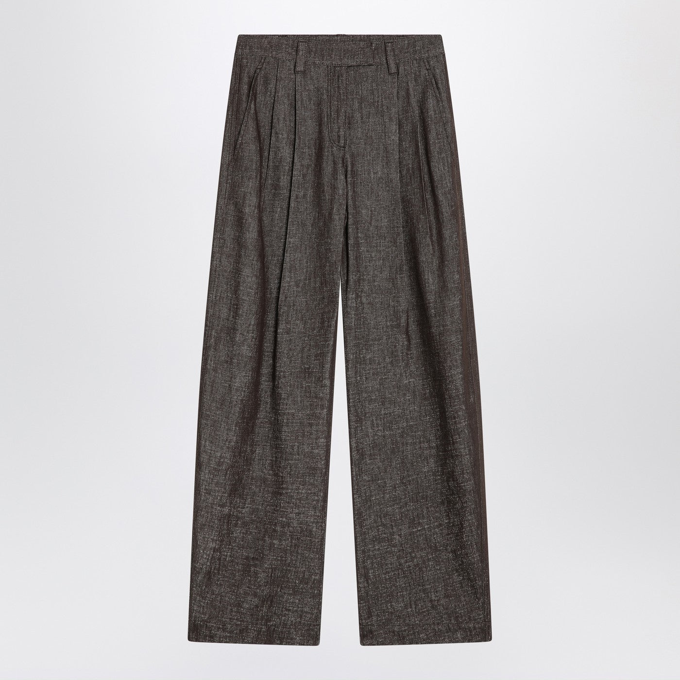 Brunello Cucinelli 綿のブレンドのブルネロ・クチネッリ広い茶色のズボン - Image 1