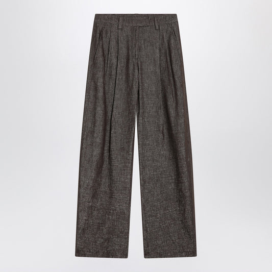 Brunello Cucinelli 綿のブレンドのブルネロ・クチネッリ広い茶色のズボン - Image 1