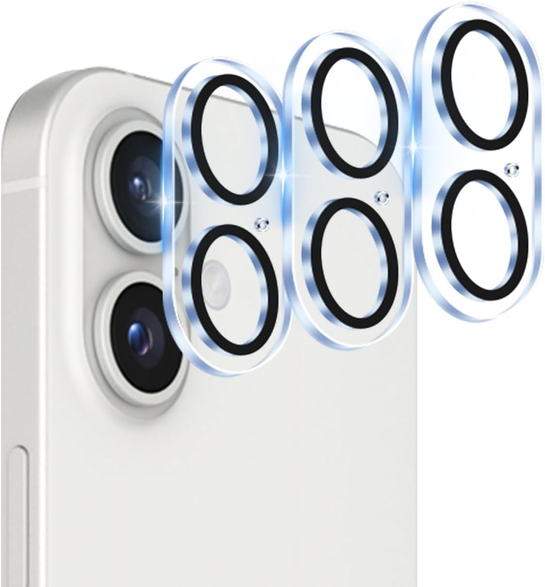 [Set of 3 - Japanese Asahi Glass Material] Compatible with iPhone16 / iPhone16 Plus Camera Protection Film, Anti-Fingerprint, Tempered Glass, iPhone 16 Protective Cover, Full Protection, Lens