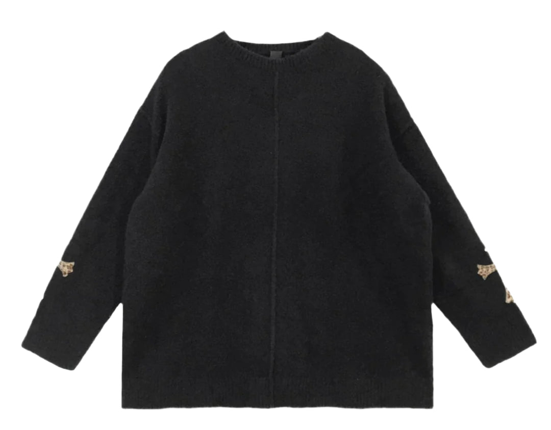CHROME HEARTS 'LEOPARD' BLACK CASHMERE SWEATSHIRT