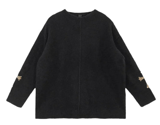 CHROME HEARTS 'LEOPARD' BLACK CASHMERE SWEATSHIRT