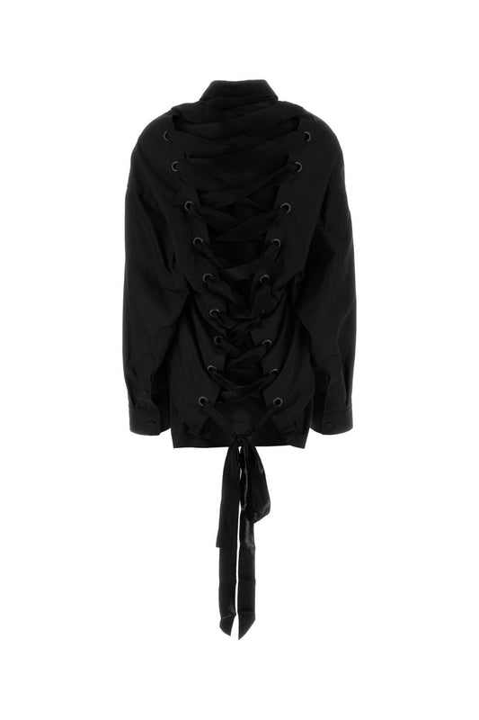 Balenciaga バレンシアガブラックポップリン特大シャツ - Image 1