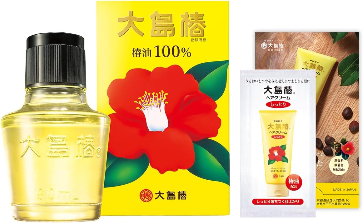 Oshima Tsubaki Hair Oil, 100% Camellia Oil, Styling Agent, Multi Oil, Moisturizing, Skin, Scalp, Whole Body, Rinse Free Treatment, Men's, Women's, 2.4 fl oz (60 ml)