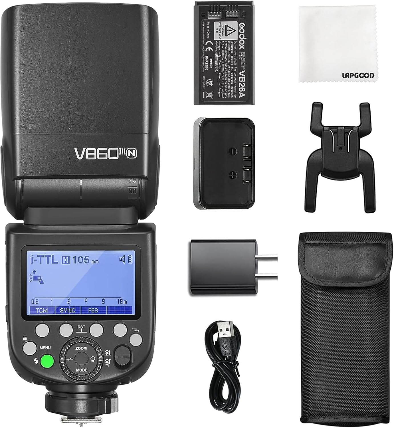 GODOX V860III-N Camera Flash, NIKON Compatible, Built-In 2.4G, 1/8000s, TTL HSS High Speed Sync, Rechargeable, Brightness Adjustable, Nikon Digital SLR Cameras