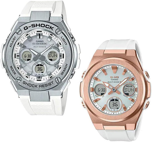 CASIO GST-W310-7AJF MSG-W600G-7AJF Baby G Analog Digi Radio Solar Pair Pair Watch, Set of 2, white