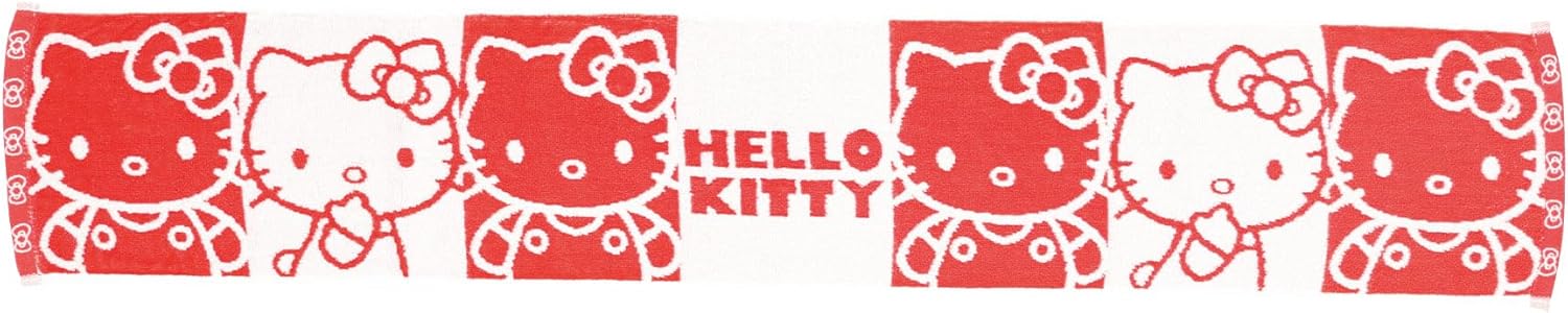Marushin 3725014600 Sanrio Hello Kitty Scarf Towel, Line-up, 100% Cotton, Antibacterial, Odor Resistant, Present, Gift