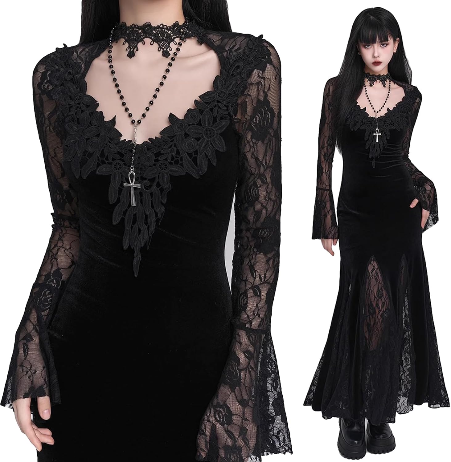 Women's Halloween Cosplay, Mine Type, Gothic, Mass Production, Dress, Blouse, Costume, Costume, Witch, Vampire, Devil, Adult, Party, Event, Christmas