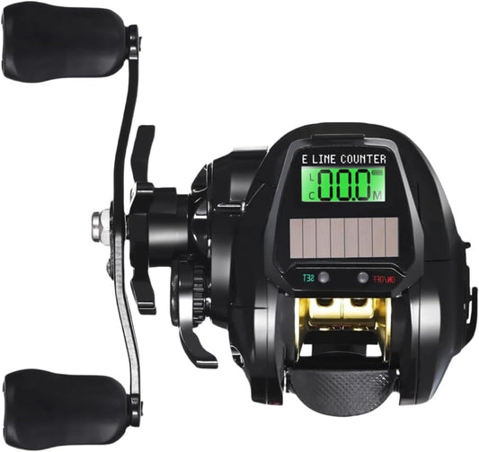 Electric Fishing Reel, Fly Fishing Reel, Bait Reel, Smooth Reel, Lightweight, Large Resistance, USB Rechargeable, Solar Powered, Digital Display, Left/Right Handle, Ideal for Saltwater and