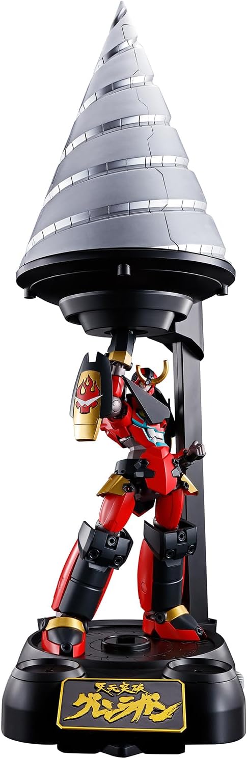 BANDAI SPIRITS Soul of Chogokin Gurren Lagann GX-107 Complete Transformation Combined Gurren Lagann & Large Slalom Giga Drill Set, Approx. 7.1 inches (180 mm), PVC & ABS & Die Cast, Painted Action