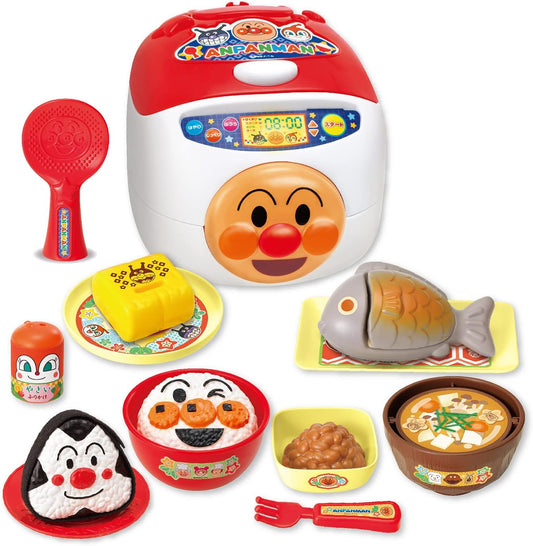 Joy Palette Anpanman Rice Ball Squeeze Too! Whoosh, It's Cooked! Talking Rice Cooker and Energetic 100x SP Japanese Food Set