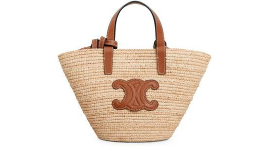 Nano Triomphe Celine classic panier in raffia and calfskin - Image 1