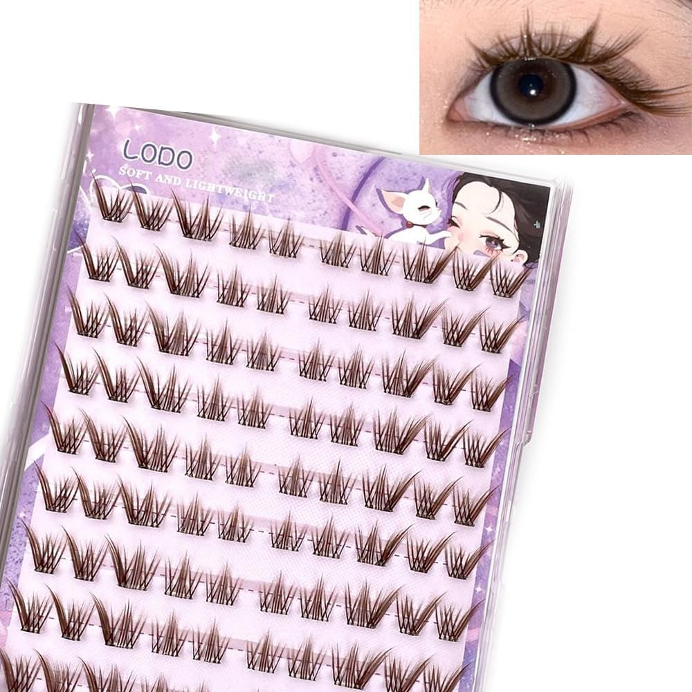 Brown 3D Fox False Eyelashes Fluffy Natural Single Cluster Segmented Self Adhesive Cartoon Eyelashes
