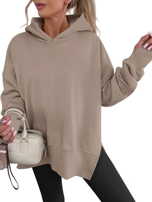 ANRABESS Sudaderas con capucha de gran tamaño para mujer, manga larga, forro polar, con abertura lateral, sudaderas con capucha y sin botones, trajes de otoño 2026, ropa Y2K