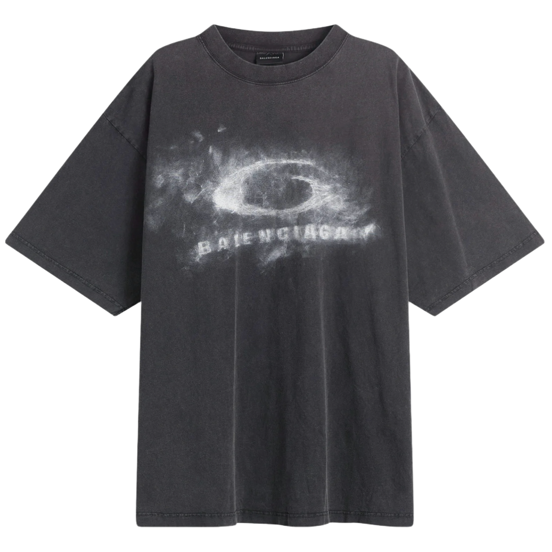 BALENCIAGA 'CRAYON LOOP' WASHED BLACK TEE