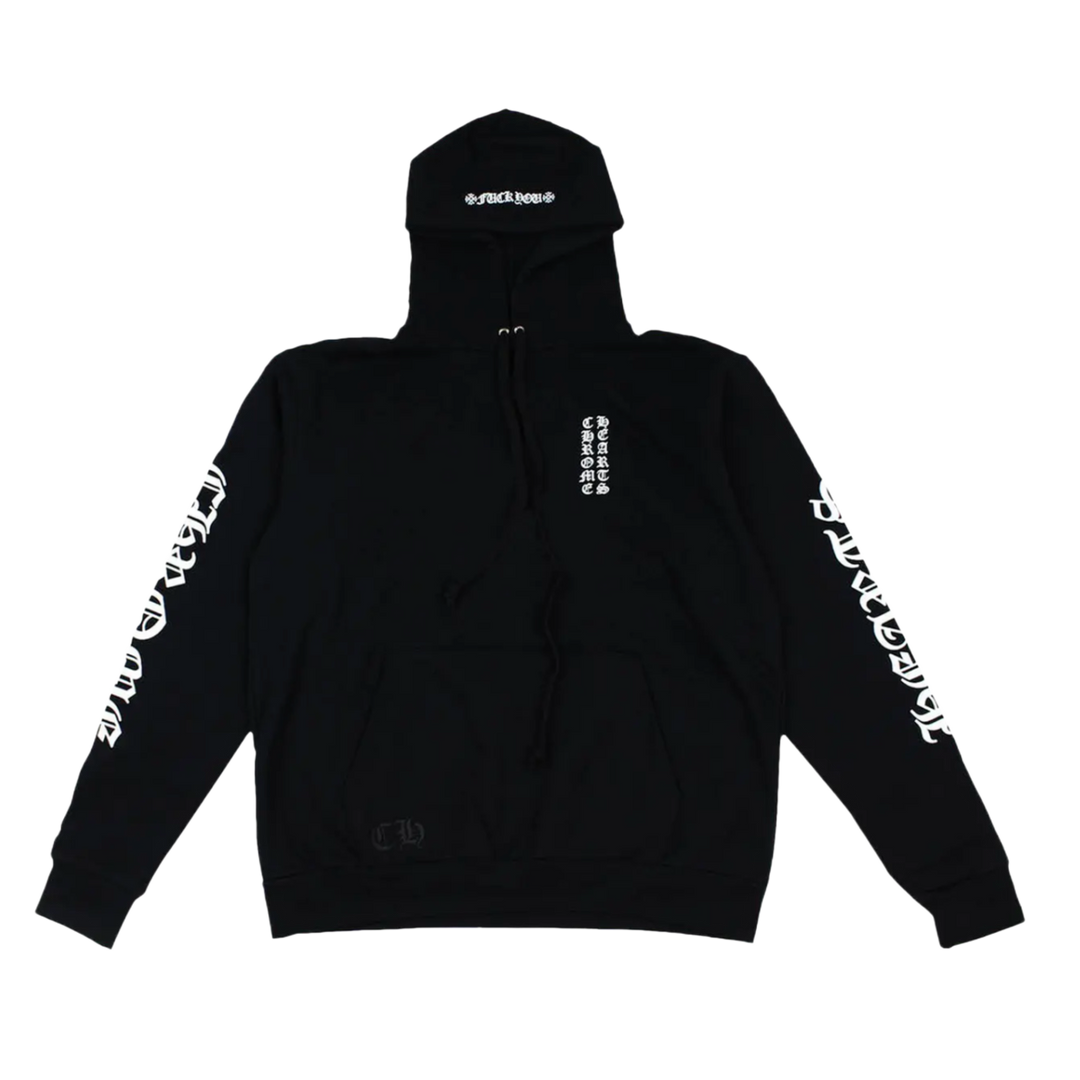 CHROME HEARTS 'VERTICAL LOGO' FUCK YOU BLACK HOODIE