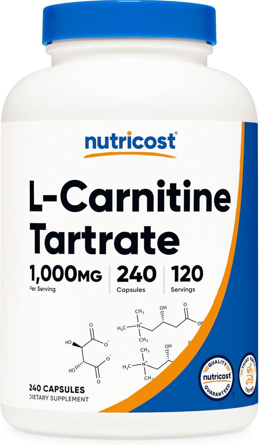 Nutricost L-Carnitine 1000mg, 240 Capsules, Non-GMO, Gluten Free