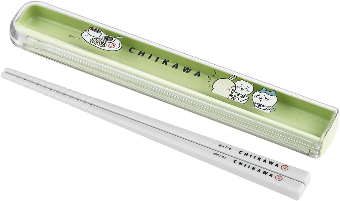OSK Chiikawa Lidded Chopsticks Case Set, 6.9 x 1.1 x 0.6 inches (175 x 27 x 15 mm), Plastic HS-11
