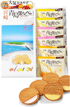 Aoshima Senbe Fruity (Mango Flavor, Mican Flavor, Strawberry Flavor), 12 Pieces, Long Selling, Miyazaki Mika Order, Souvenir