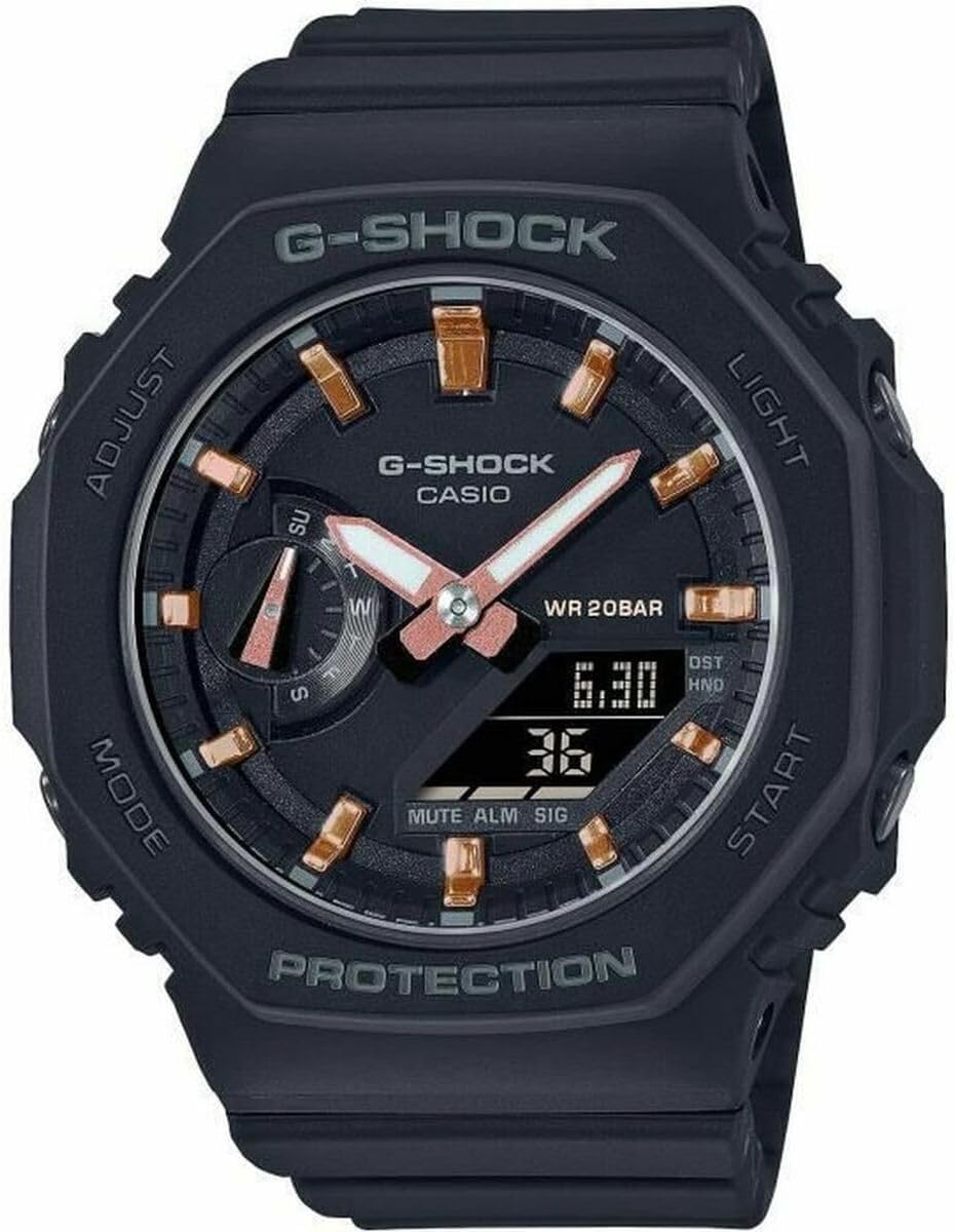 CASIO G-SHOCK Octagon Design GMA-S2100-1A Men's Women's, black/black/pink gold