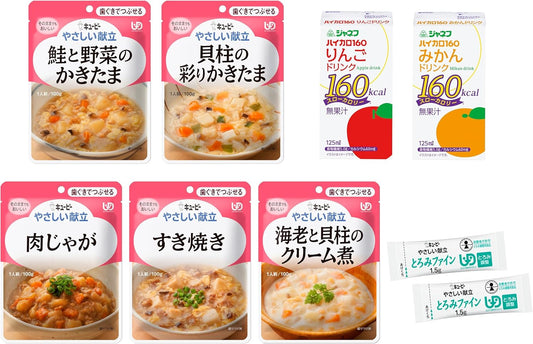 Kewpie Care Food, Gentle Menu, Crushable with Gums + Energy Enhancement, Assorted Set, Thick Fine Sample, Gift, Bulk Purchase, Soft Food, Disaster Preparedness, Emergency Food, Retort [Category 2