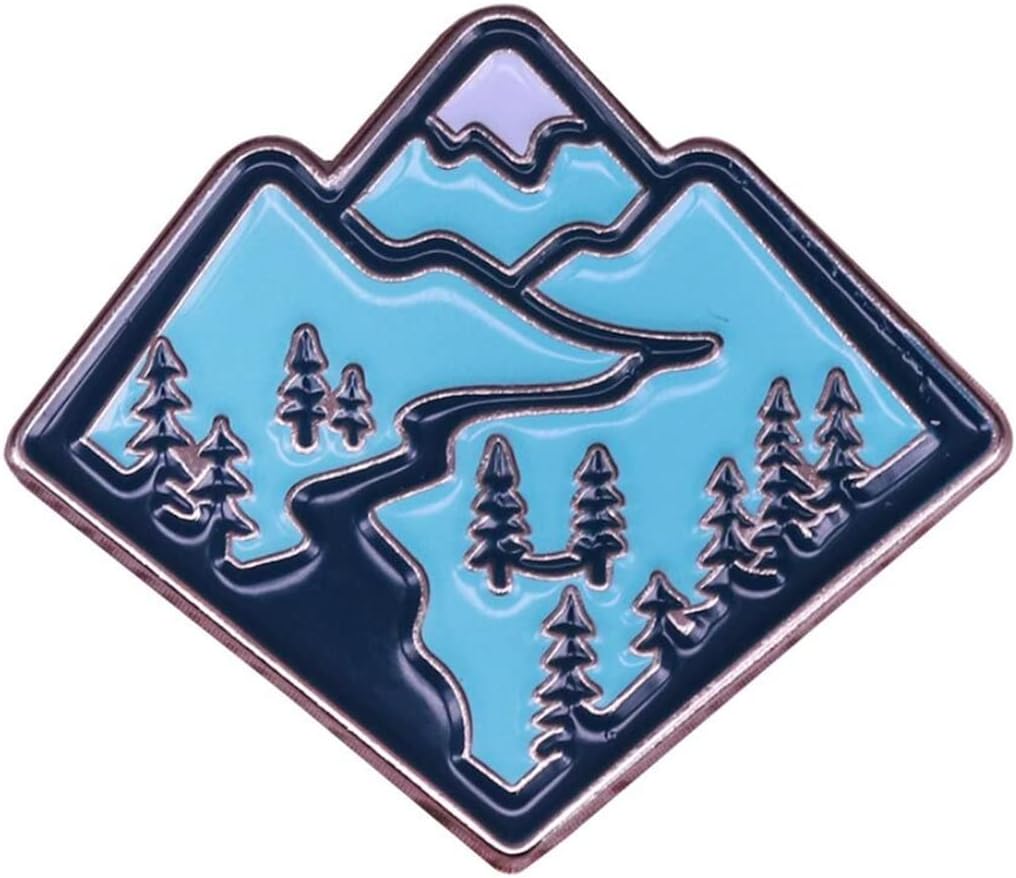Montaña Aventura Esmalte Pines Lindo Bosque Paisaje Al Aire Libre Explorar Naturaleza Metal Dibujos Animados Broche Joyería Moda Insignias de Solapa, Metal, No es una piedra preciosa