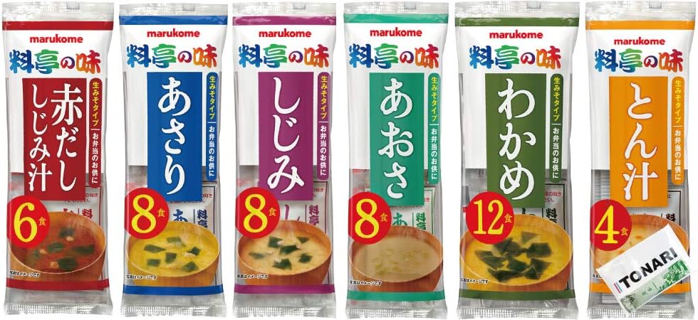 Marukome Miso Soup, Ryotei no Taste, Instant Miso Soup, Set of 6, Total of 46 Servings, Sencha Tissue Set Next Door