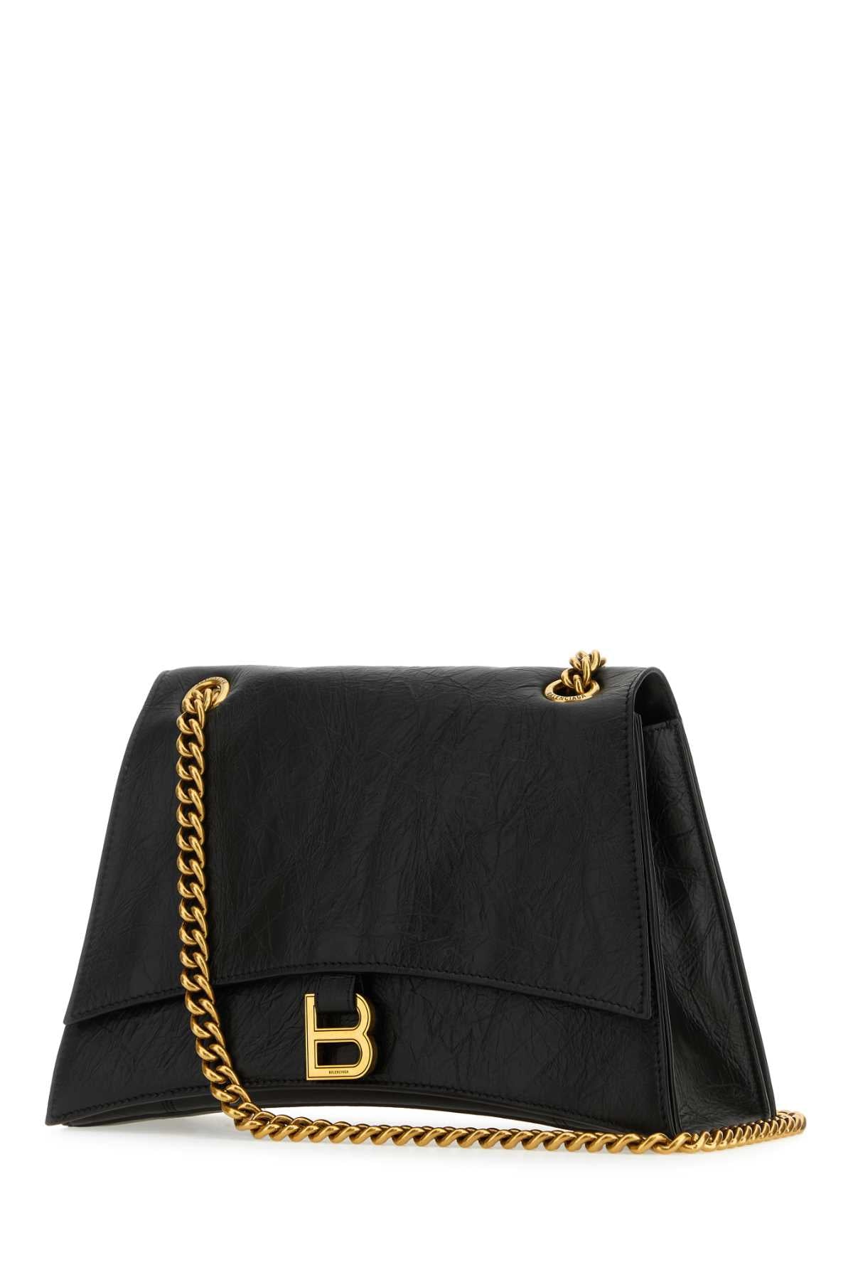 Balenciaga バレンシアガブラックレザーミディアムクラッシュショルダーバッグ - Image 1