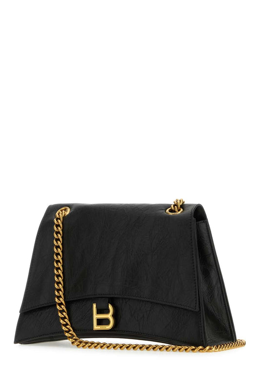 Balenciaga バレンシアガブラックレザーミディアムクラッシュショルダーバッグ - Image 1