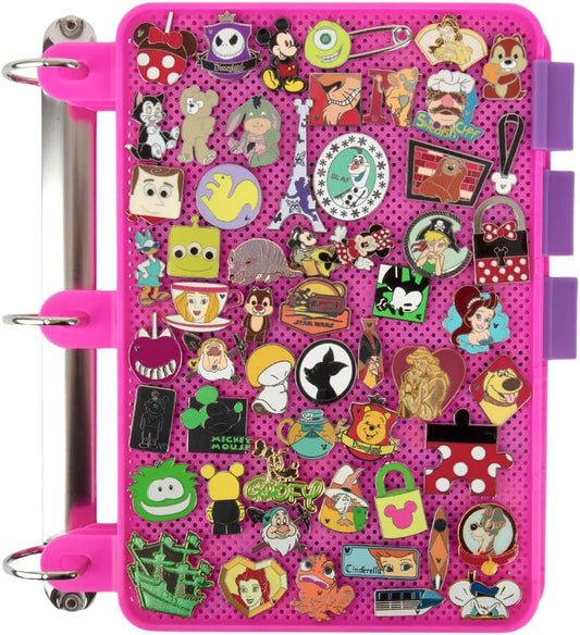 Páginas de exhibición de pines esmaltados (1 unidad) – Muestra e intercambia tus pines coleccionables de Disney en cualquier carpeta de 3 anillas – Las páginas se colocan planas con pinbacks y no se hunden (rosa, pines no incluidos)