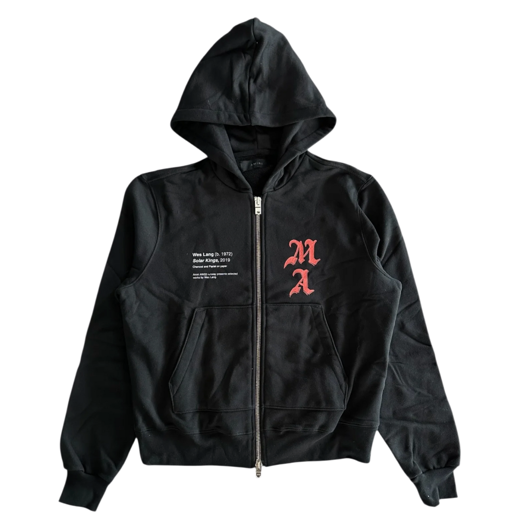 AMIRI 'WES LANG SOLAR KINGS' BLACK ZIP UP HOODIE