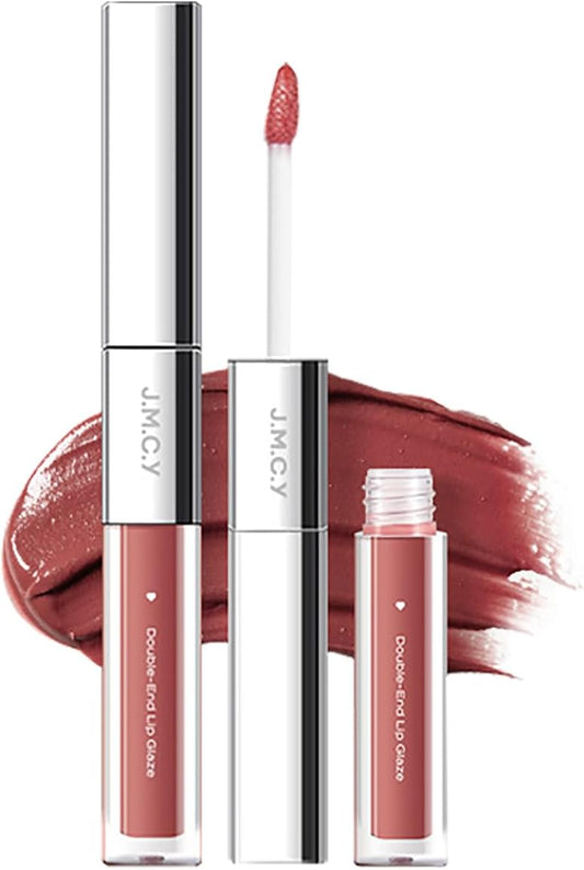 JMCY Double Ended Lip Tint Mud Lip & Waterlight Mirrored Lip Gloss 2 in 1 Popular No Falling Lip Lipstick J.M.C.Y Double Ended Long Lasting Won't Stick to Mask Chinese Cosmetics