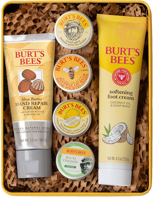 Ideas de regalos de Burt's Bees - Set clásicos, 6 productos en lata de regalo – Crema para cutículas, bálsamo para manos, bálsamo labial, ungüento Res-Q, reparación para manos y crema para pies