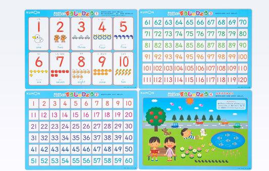 【くもん出版公認セット】くもん出版 おふろでレッスンミニ すうじのひょう (A4判4枚) 知育玩具 おもちゃ 2歳以上 KUMON