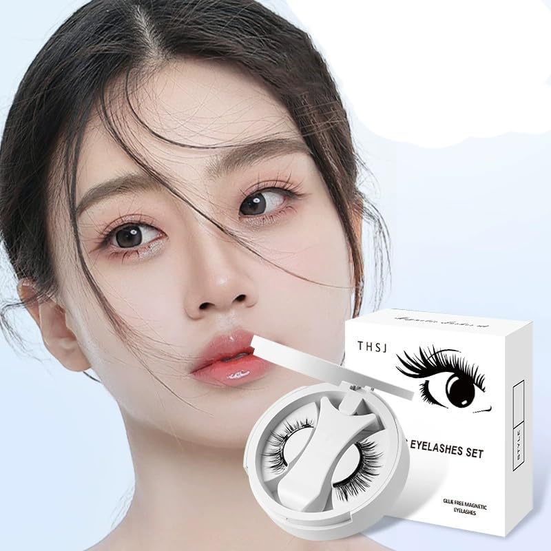 JP-SW-03 Magnetic Eyelashes, Magnetic False Eyelashes, Mascara Included, Ultra Lightweight, Magnetic Eyelashes, No Adhesives, Waterproof, Sweatproof, Portable, Easy to Install, Reusable
