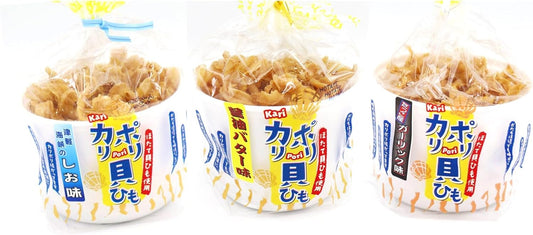 Cali Poly Shell Cord, 1.4 oz (40 g) x 3 Types (Shioki Flavor, Soy Sauce Butter Flavor, Garlic Flavor), Aomori Scallop