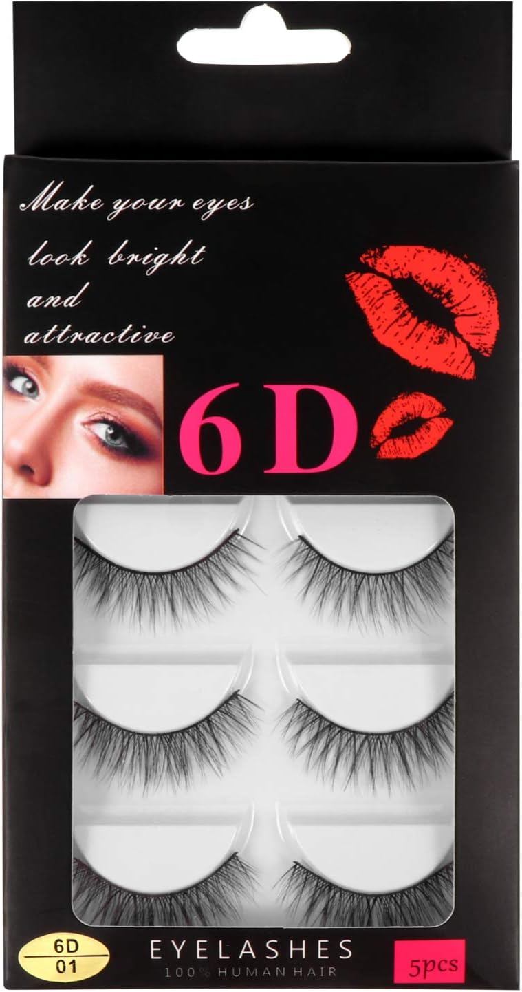 KESYOO False Eyelashes, Popular, Dark Eyelashes, Natural, 3D, Popular, Black, Strong, Natural, Women, 5 Pairs